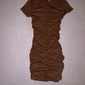 Ruched Brown Dress